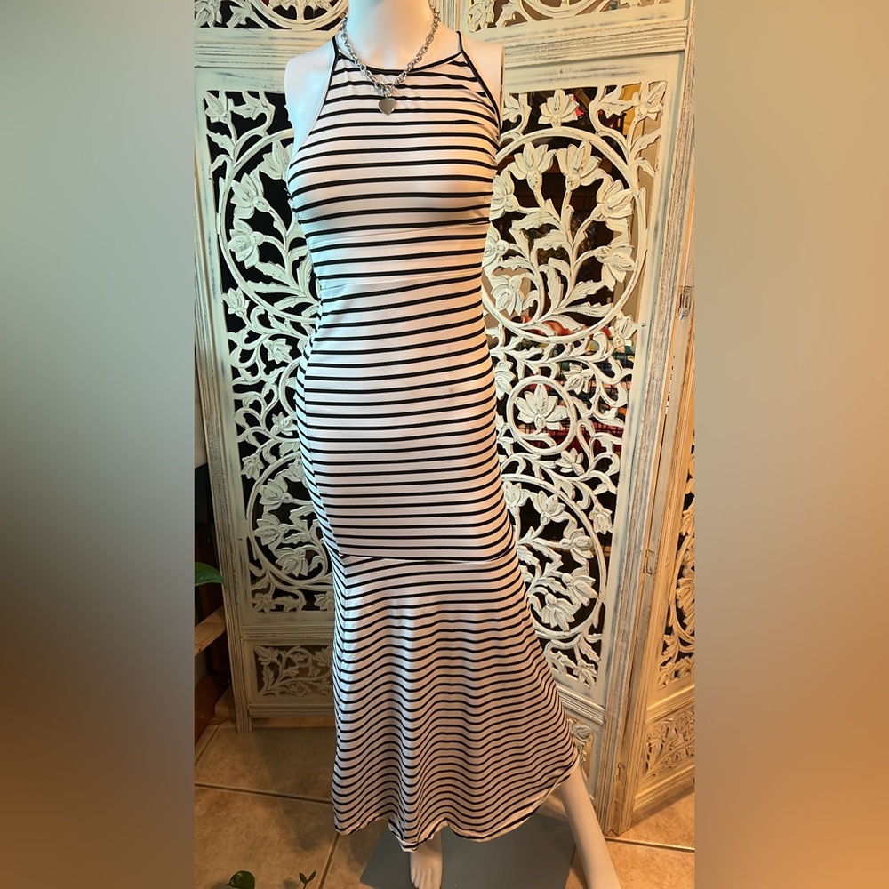 Striped Black and White Maxi Dress